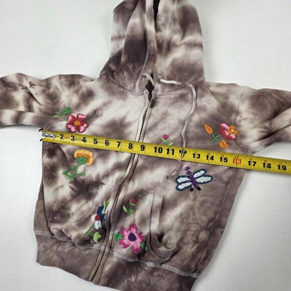 VTG Y2K Miss Me Hoodie Womens Small Tie-Dye Zip Up Embroidered Floral Butterfly - Picture 6 of 12